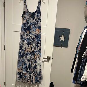 Nine West Blue Tiered Maxi Sundress